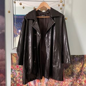 Black Company Ellen Tracy Poly Rain Trench Coat